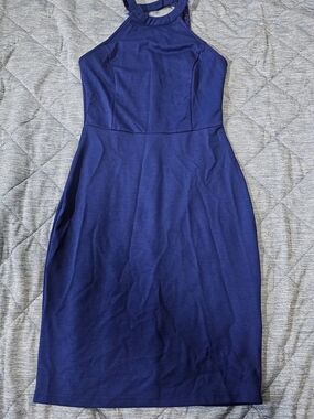 Navy Halter Midi Dress